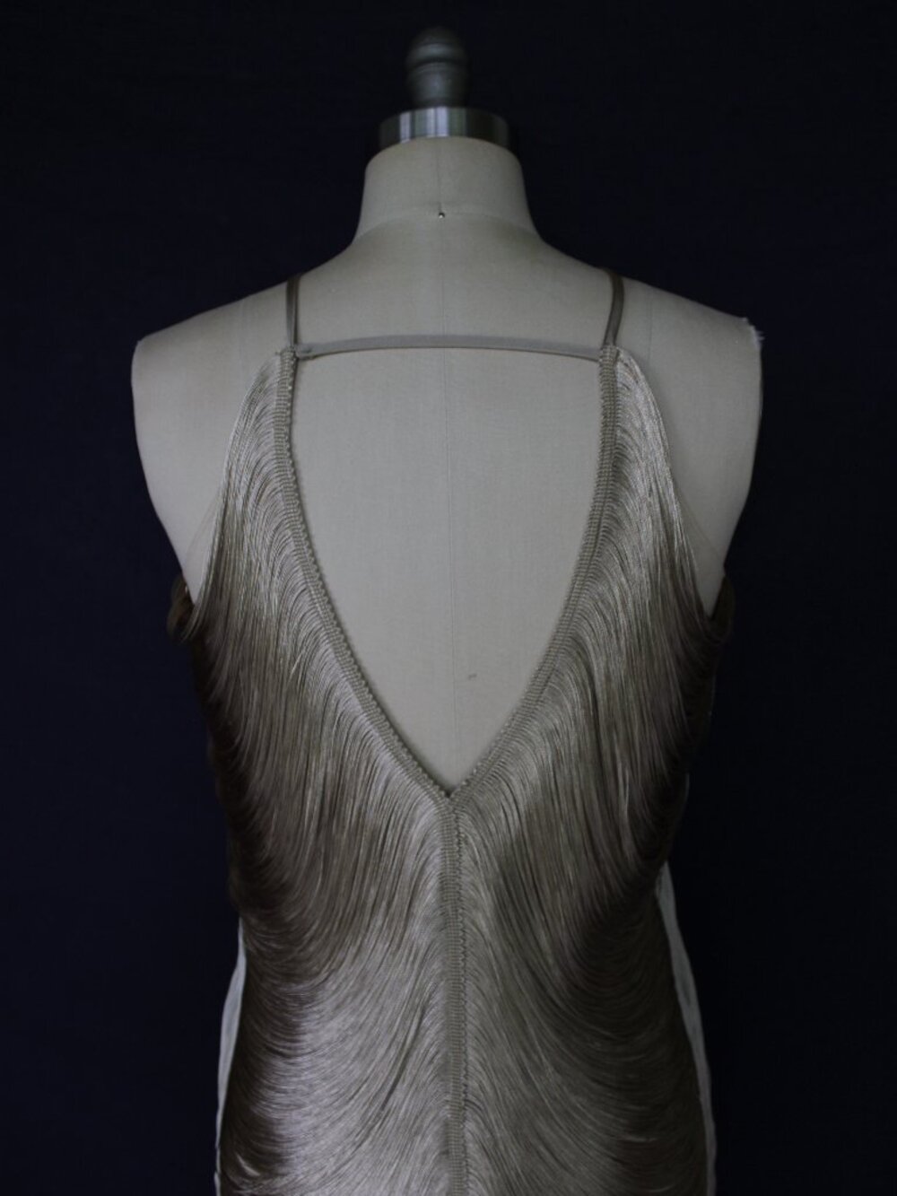 MEW MEWS Bluma Halter neck Fringe Gatspy flapper Mini Dress olive gold NWT S - Picture 11 of 12